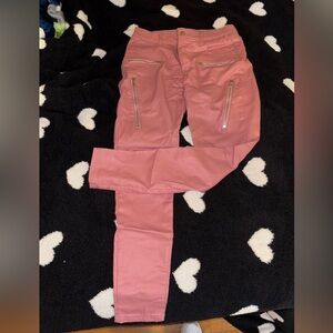 Women’s  Pink pleather Zippered Pants
